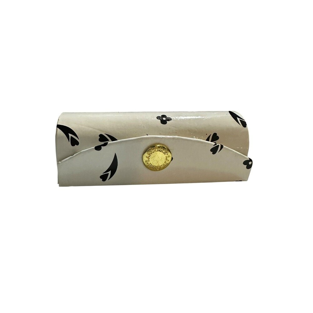 LANCOME White & Black Lipstick Holder Case with Mirror Full Size Lipstick New